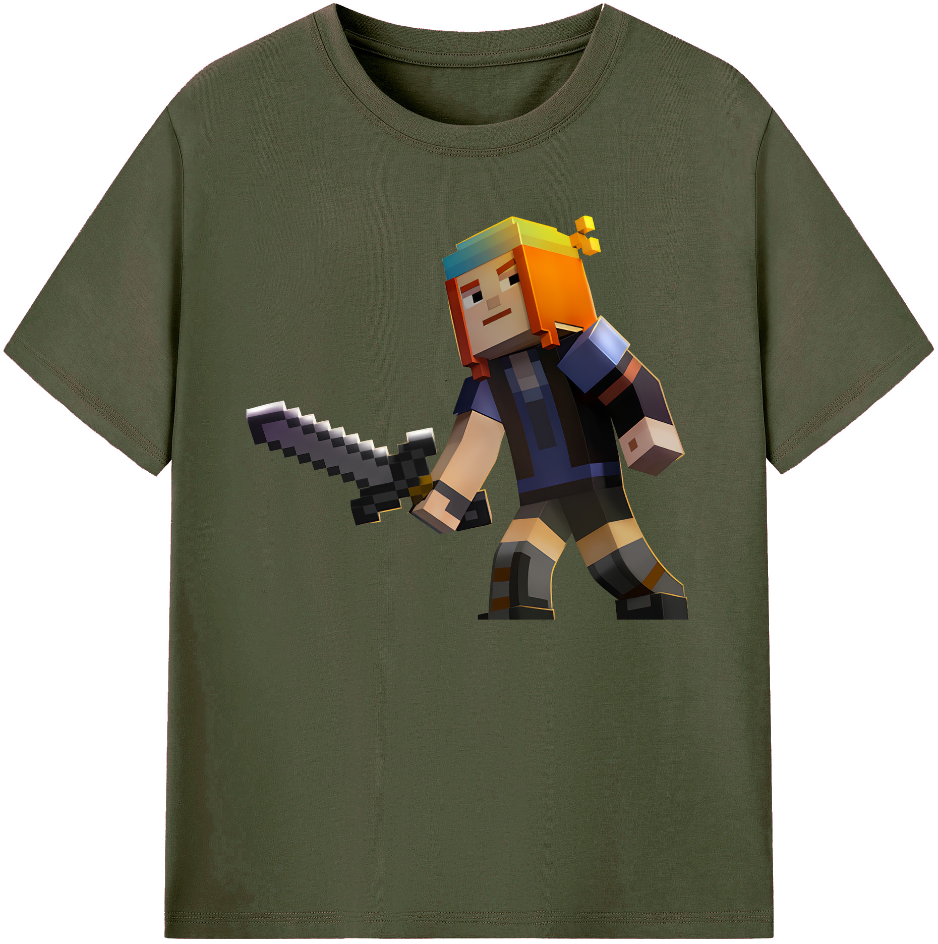 （画像用） マインクラフト ブロックの世界 Minecraft MC Block world 綿100％ メンズ半袖Tシャツ｜肌触りやわらか＆通気性